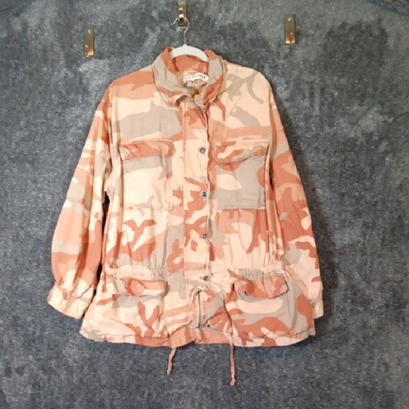 Free People Womens Lead The Way Camo Field Jacket Taupe Color Womens Large - Picture 1 of 12